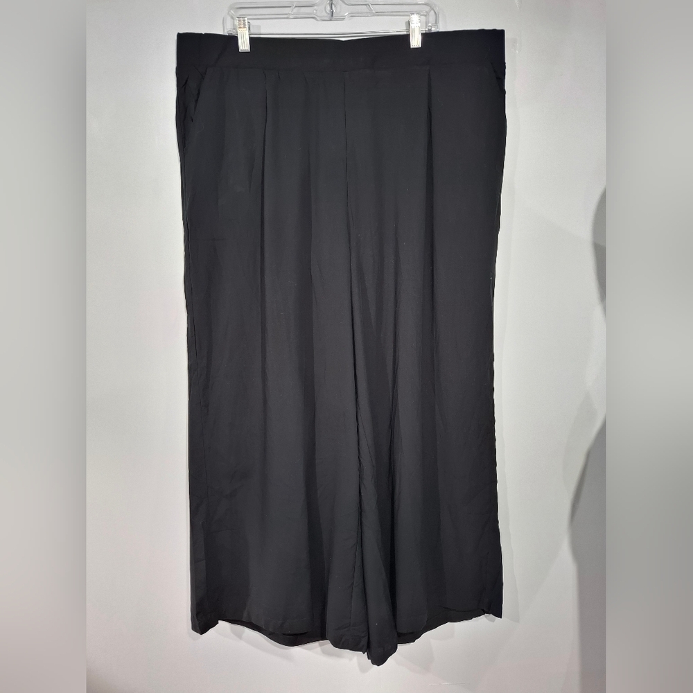 Torrid Pull On Wide Leg Challis Pant Womens Size 3 High Rise Black Elastic Black - Picture 2 of 13